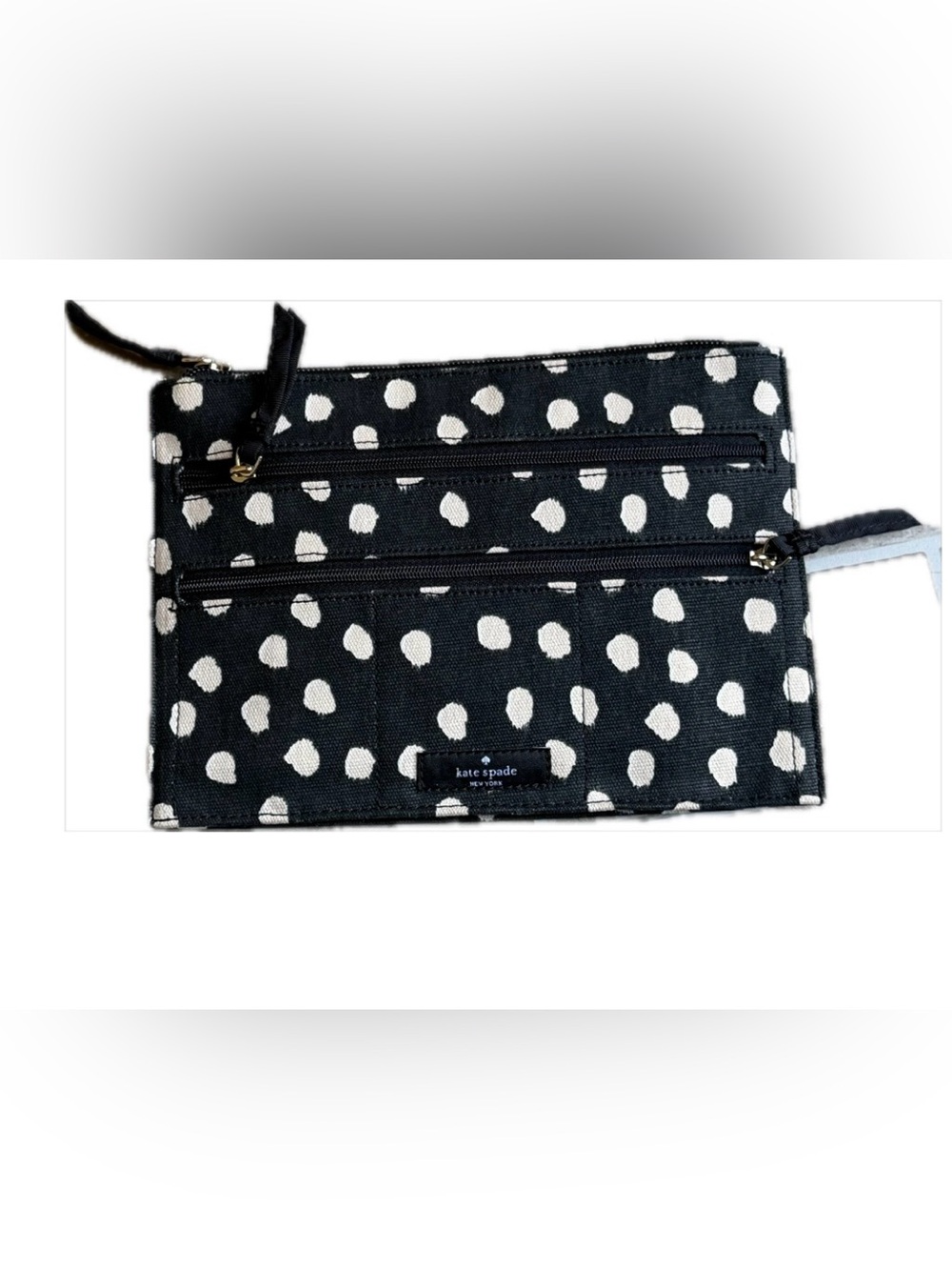 kate spade Black & White Polka Dot Zip Cosmetic Pouch
